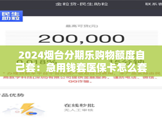 2024烟台分期乐购物额度自己套：急用钱套医保卡怎么套出来